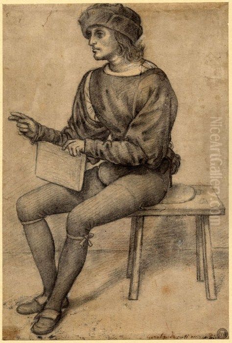 Study of a sitting Man Oil Painting by Timoteo Viti