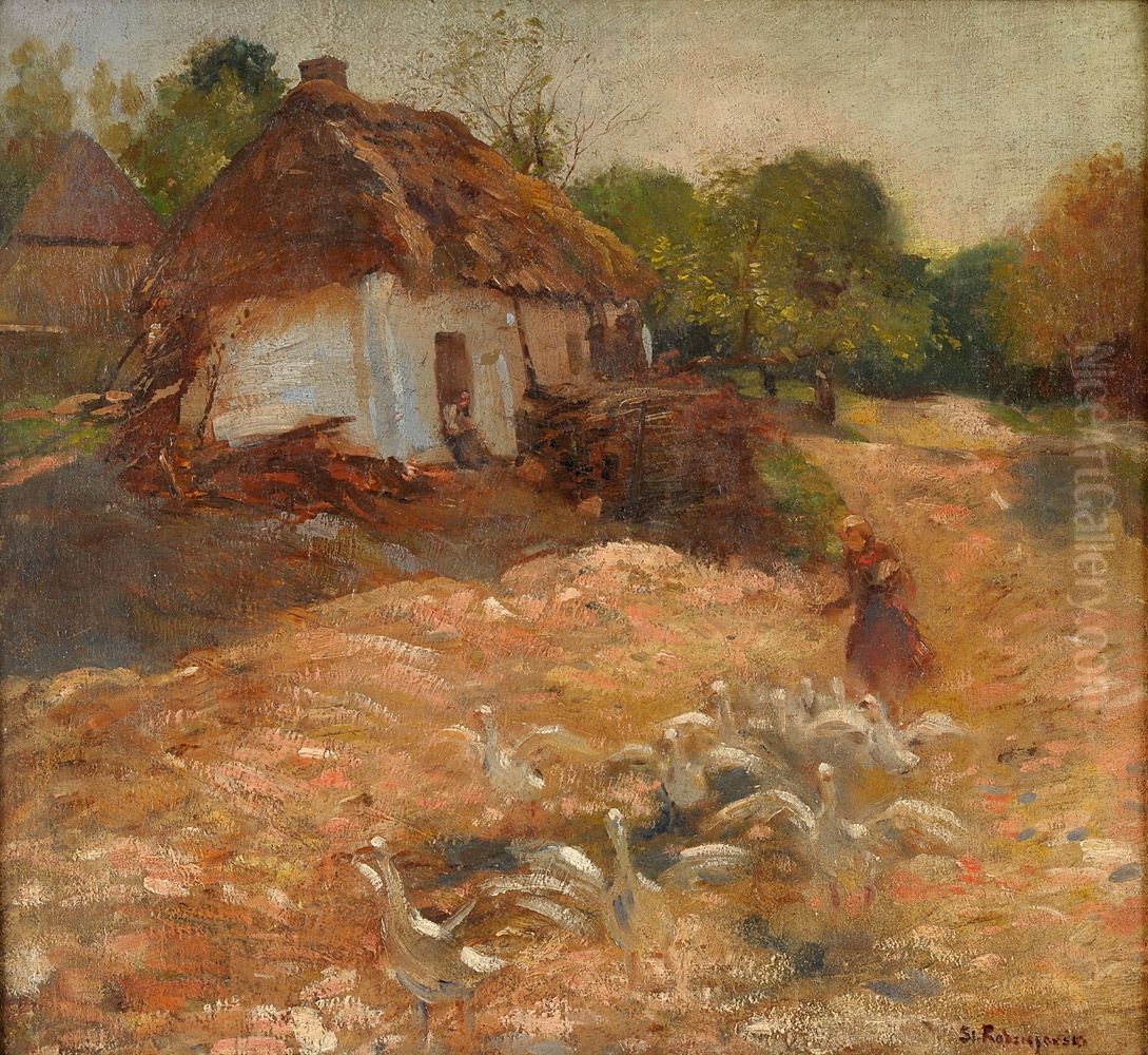 Letni dzien na wsi. Oil Painting by Stanislaw Radziejowski