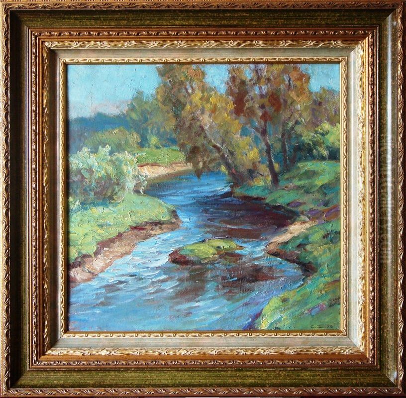 River Oil Painting by Czeslaw Znamierowski