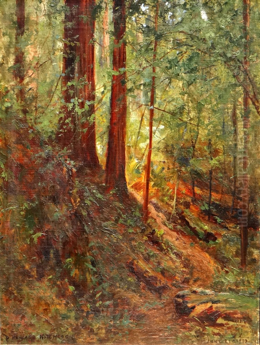 From the Road on the Way to Stinson Beach from Mill Valley Oil Painting by D. Howard Hitchcock
