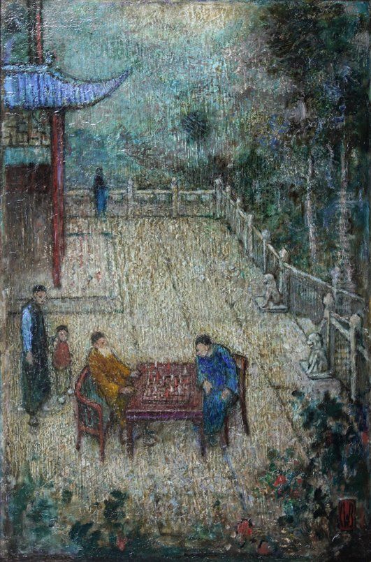 A Game of Chess Oil Painting by Charles William Bartlett