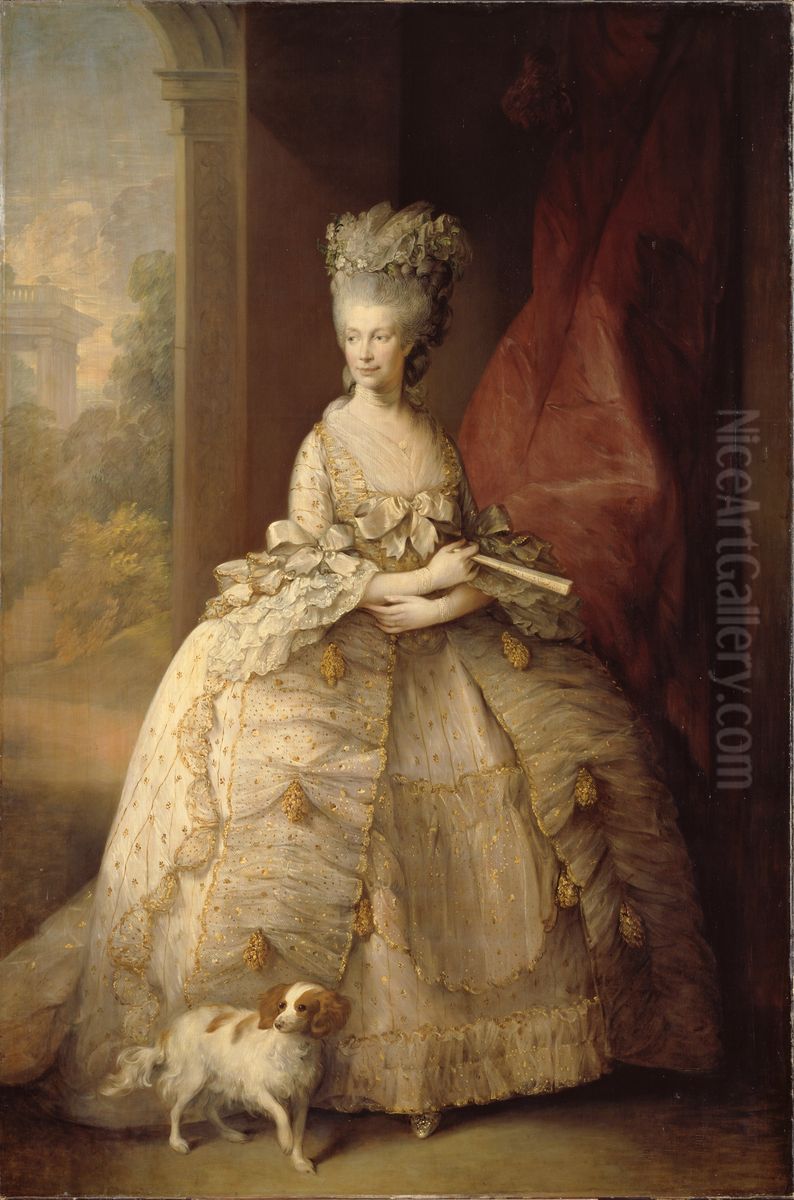 Bildnis der Konigin Charlotte von England Oil Painting by Thomas Gainsboroughand workshop