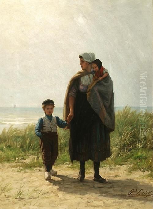 Dutch Peasants Oil Painting by Philip Sadee