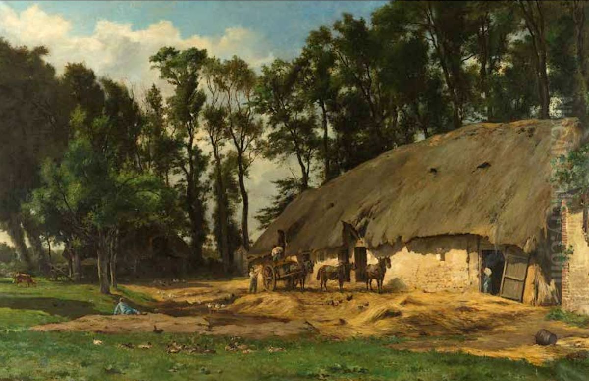La Ferme Groult a Criquebeuf Oil Painting by Paul-Alfred Colin