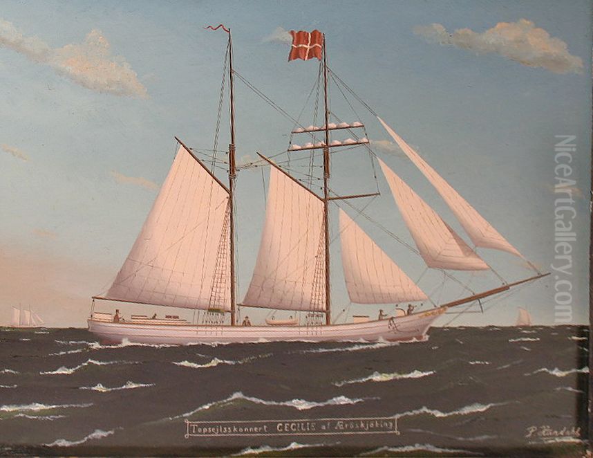 Topsail schooner Cecilie of AEroskobing. Oil Painting by unknown
