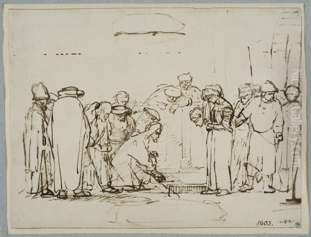 Kristus och aktenskapsbryterskan Oil Painting by Rembrandt