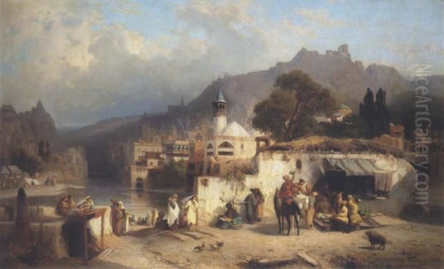 View of Tiflis. Oil Painting by Paul Franken