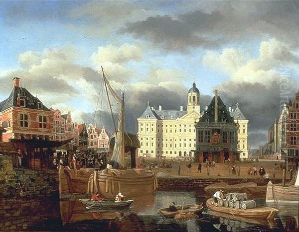 De Dam met Paleis en Waag Oil Painting by Jan van Kessel