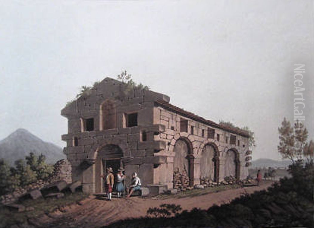 Ancient bath near the fountain of the Paliki Oil Painting by Luigi Mayer