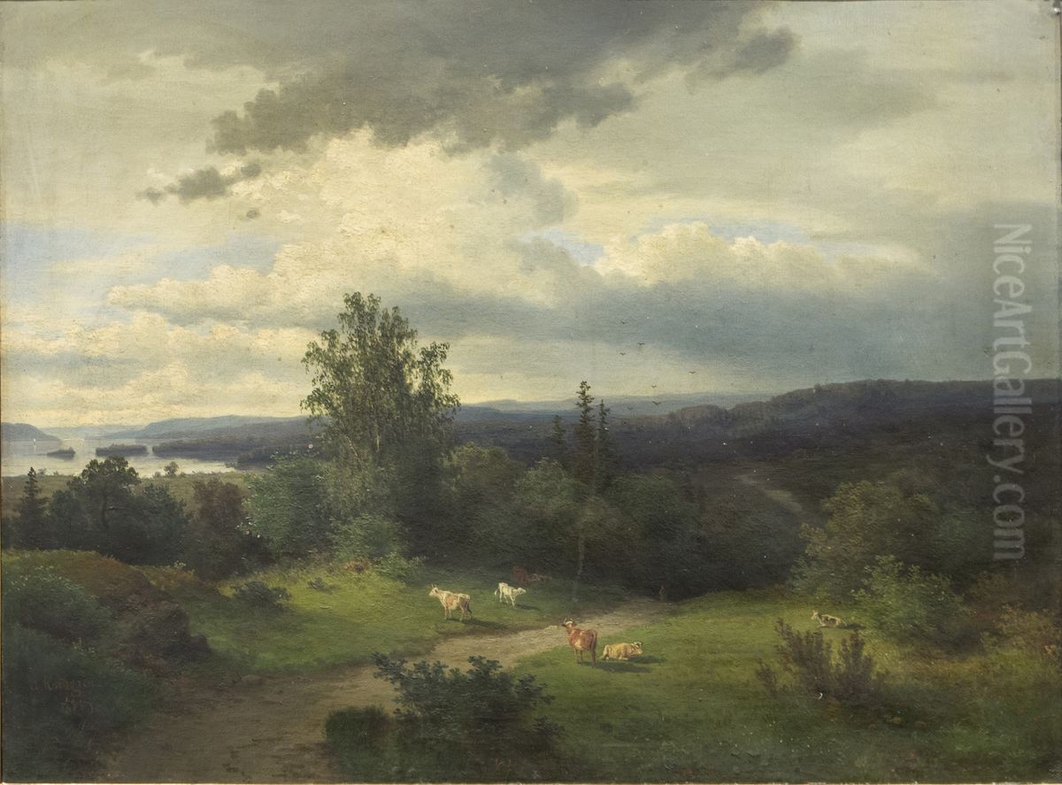 Fra Mjosa Oil Painting by Axel Nordgren