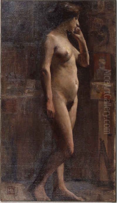 Standing Nude Oil Painting by Nakamura Fusetsu