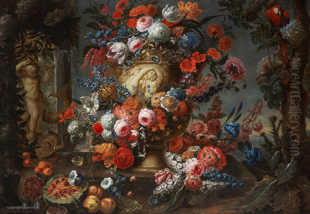 Vase in a garden Oil Painting by Jan Baptist Bosschaert