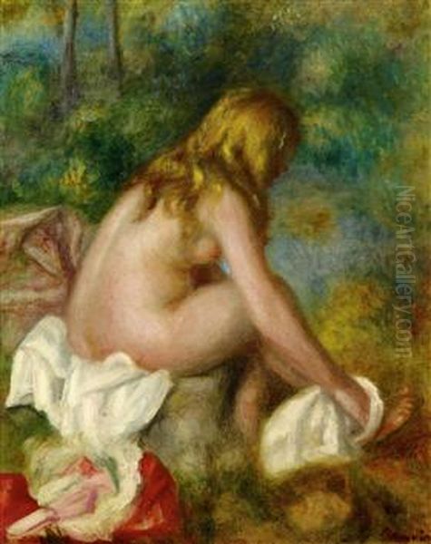Bather seated nude Oil Painting by Pierre Auguste Renoir