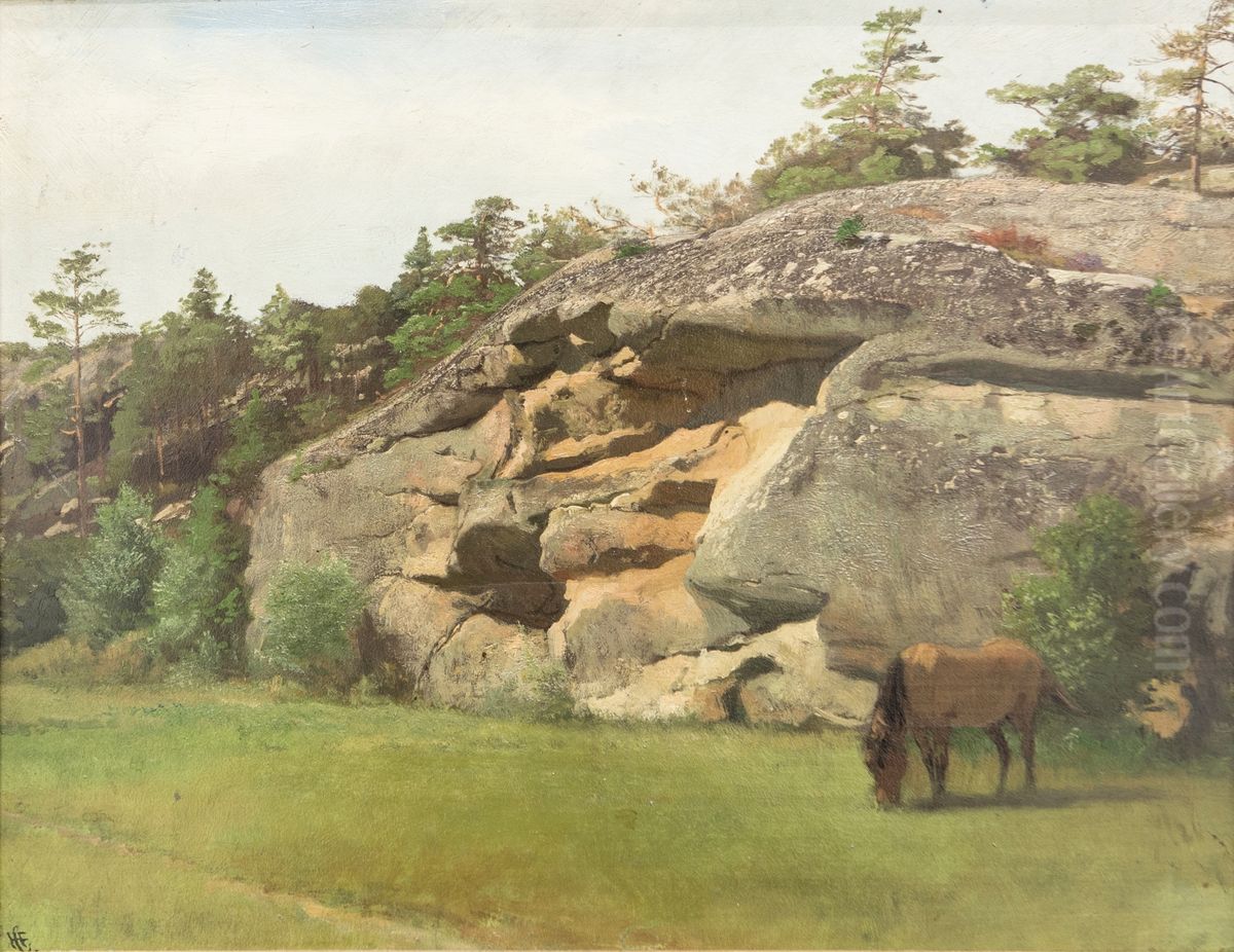 Klippe ved Hanko Oil Painting by Hans Gude