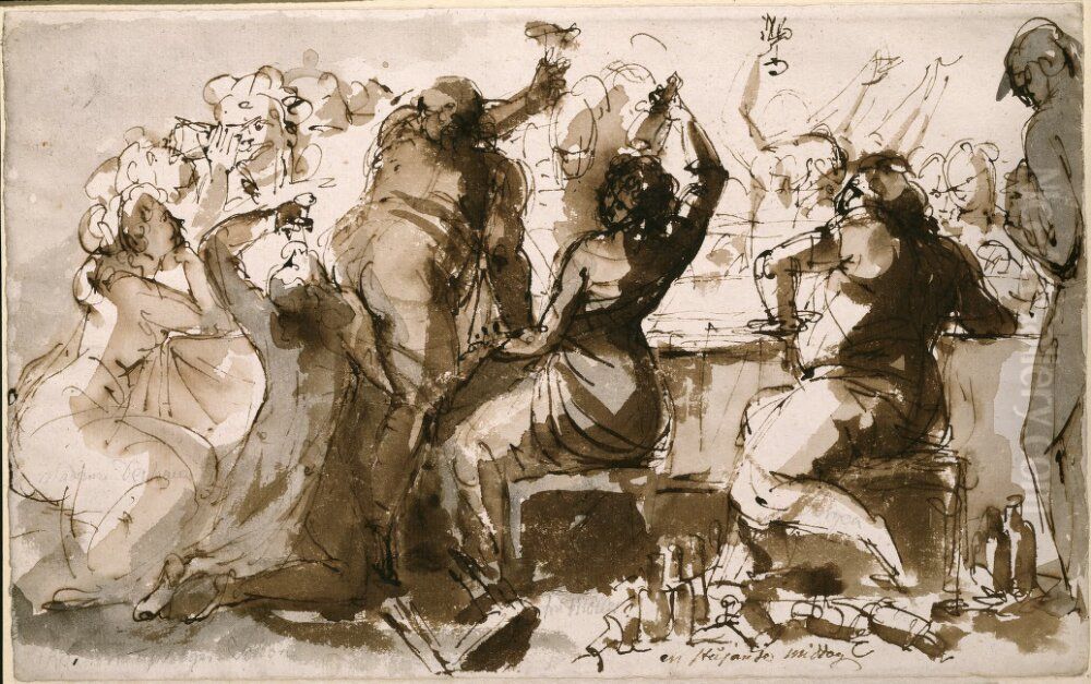 En stajande middag Oil Painting by Johan Tobias Sergel