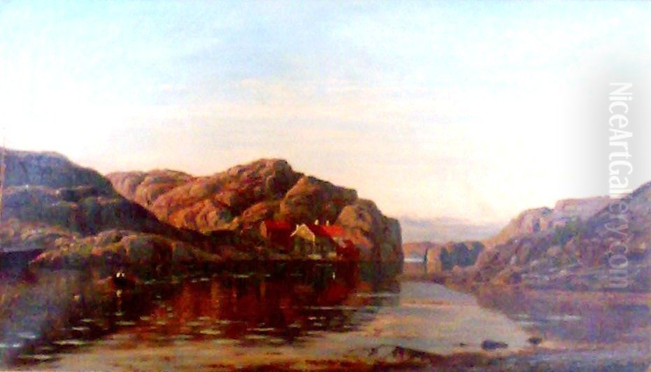 Morgen ved Ny-Hellesund Oil Painting by Amaldus Nielsen