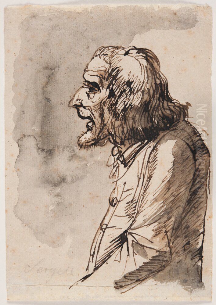 Portratt av aldrig man Oil Painting by Johan Tobias Sergel