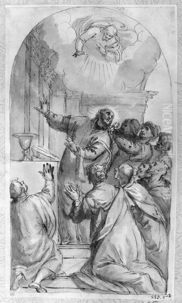 Martyr Captured as He Celebrates Mass Oil Painting by Francesco Montemezzano