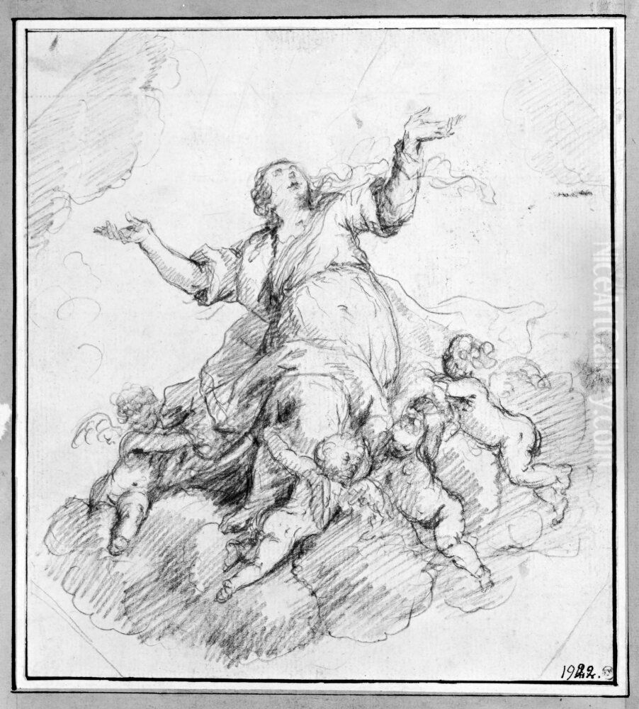 Ascension of the Virgin Oil Painting by Giovanni Bernardo Carlone