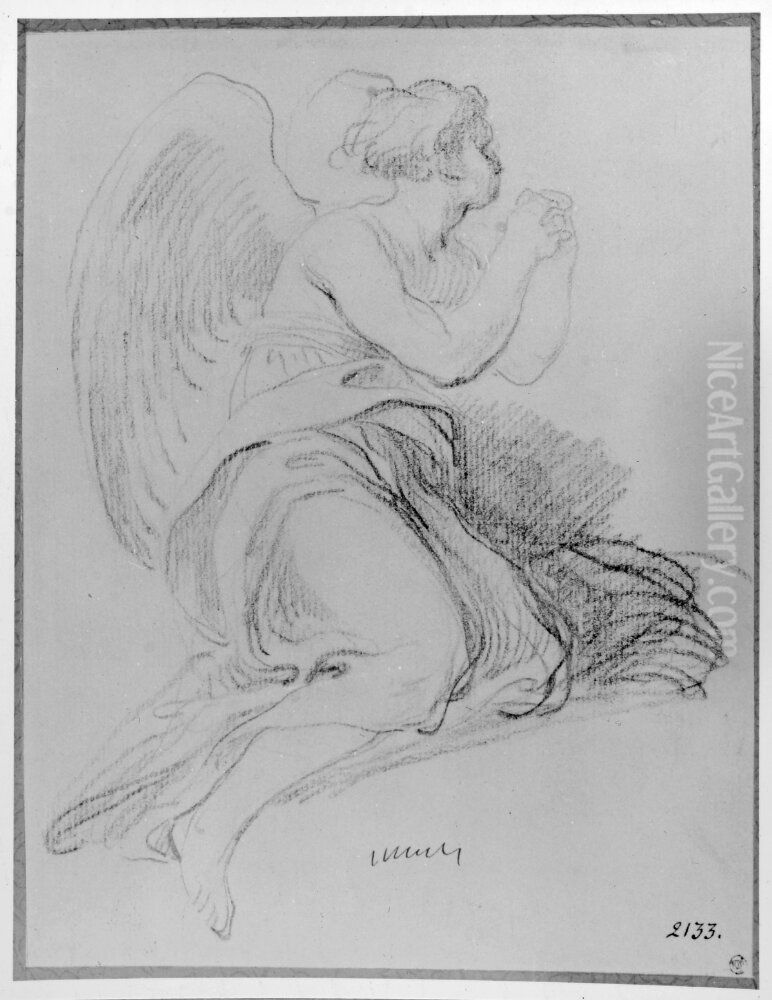 Knabojande angel Oil Painting by Edme Bouchardon