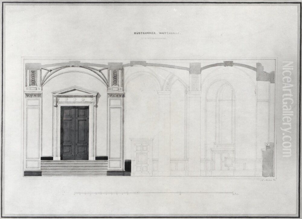 Nationalmuseum. Vaggsektion, Sal XI, bottenvaningen Oil Painting by Friedrich August Stuler