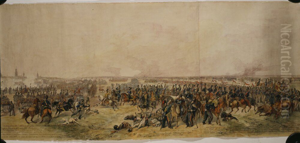 Slaget vid Leipzig Oil Painting by Alexander Wetterling