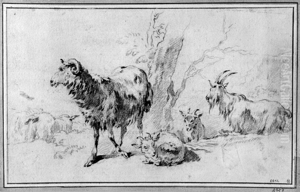 Far och getter Oil Painting by Francois Boucher