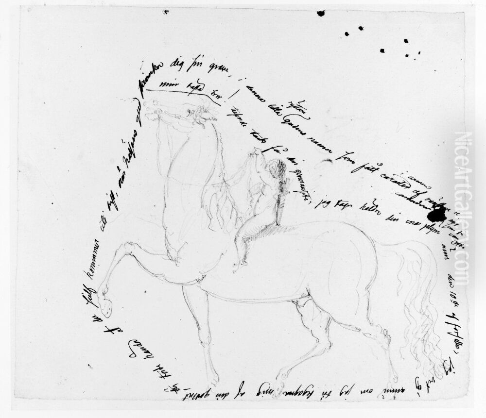 Halsans gud som ryttare Oil Painting by Per Otto Adelborg