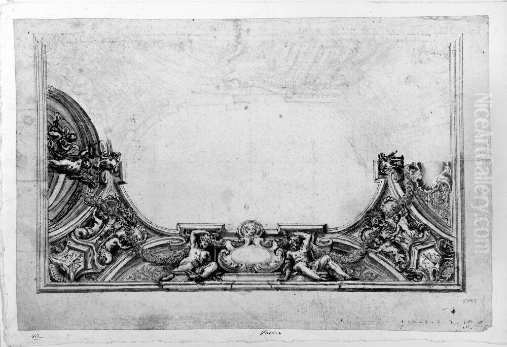 Framing for a ceiling decoration Oil Painting by Giuseppe Passeri