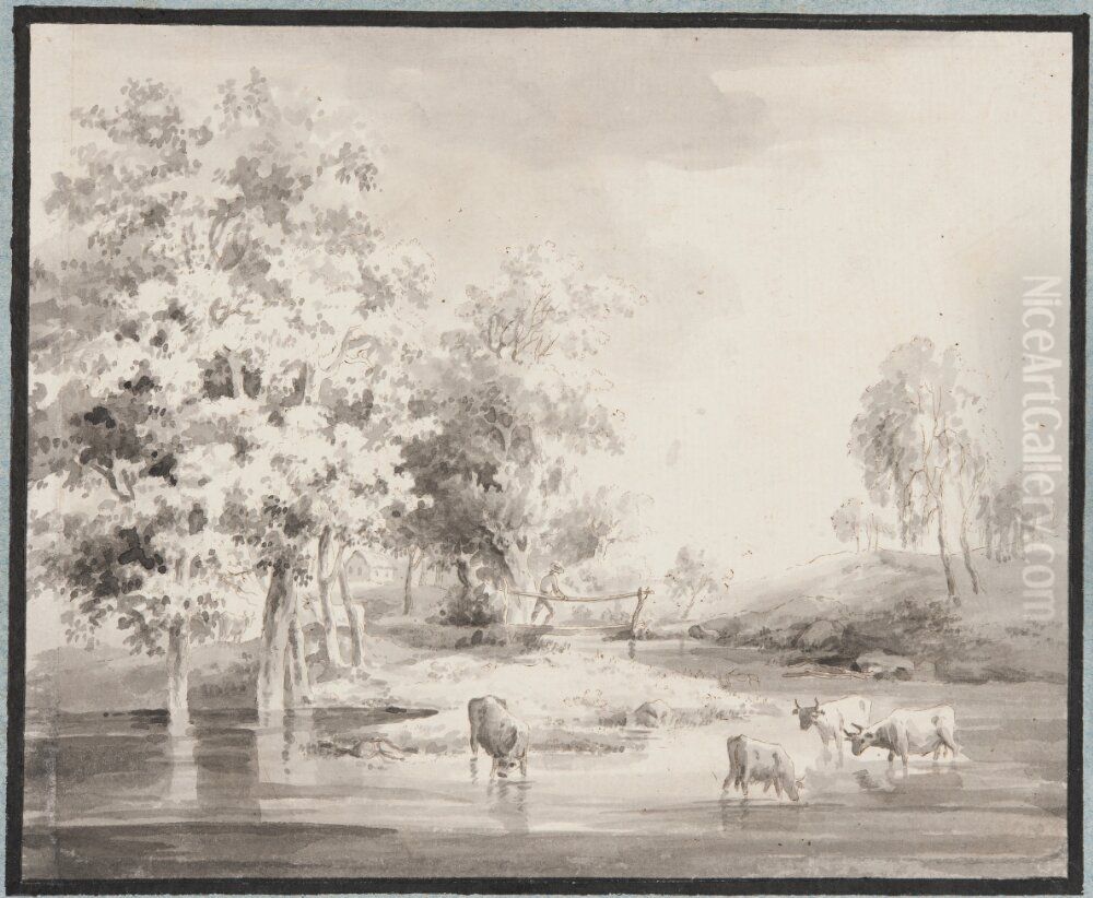 Landskap Oil Painting by Jonas Carl Linnerhielm