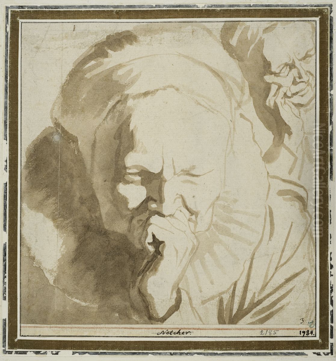 Tva studier av en aldre kvinnas huvud Oil Painting by Jacob van Campen