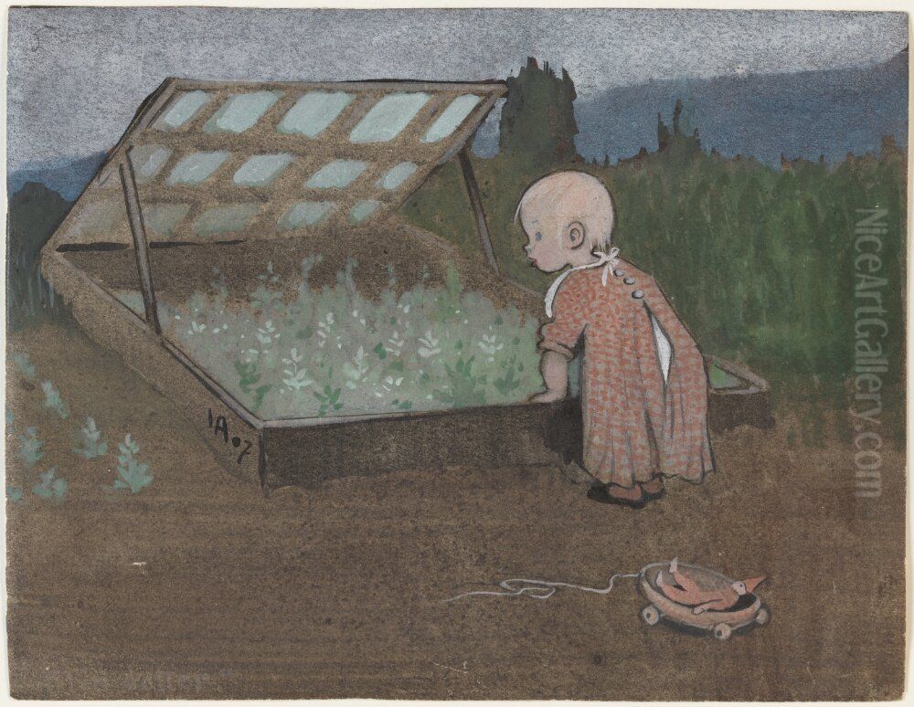 Lillan vid en drivbank Oil Painting by Ivar Arosenius