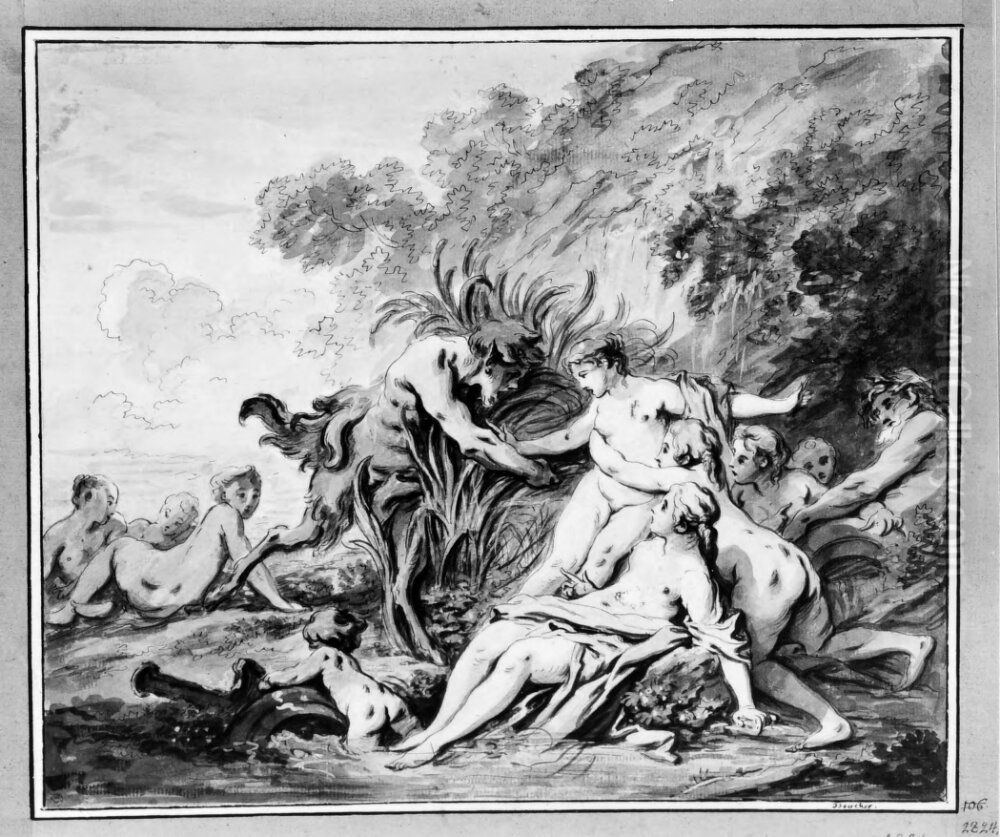 Pan och Syrinx Oil Painting by Marie-Jeanne Boucher