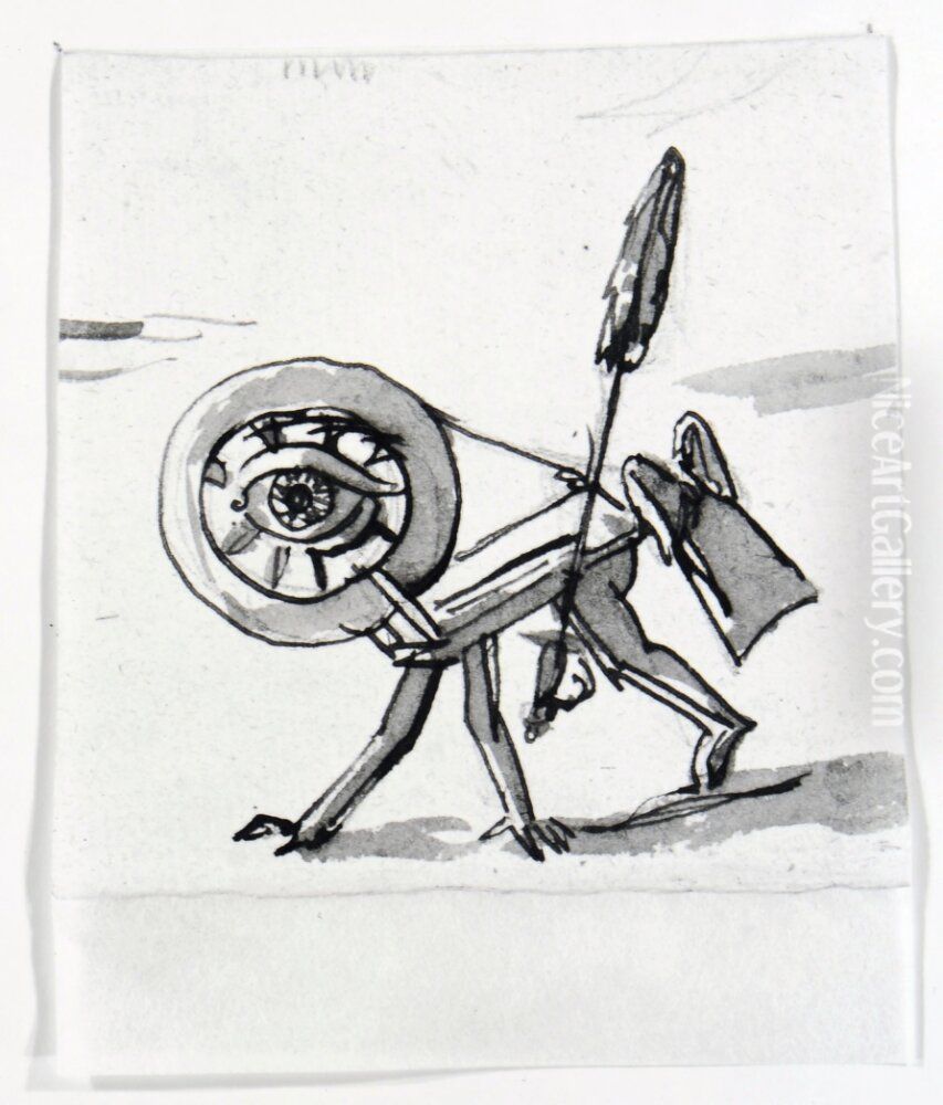 Fantasi over en spinnrock Oil Painting by Carl August Ehrensvard