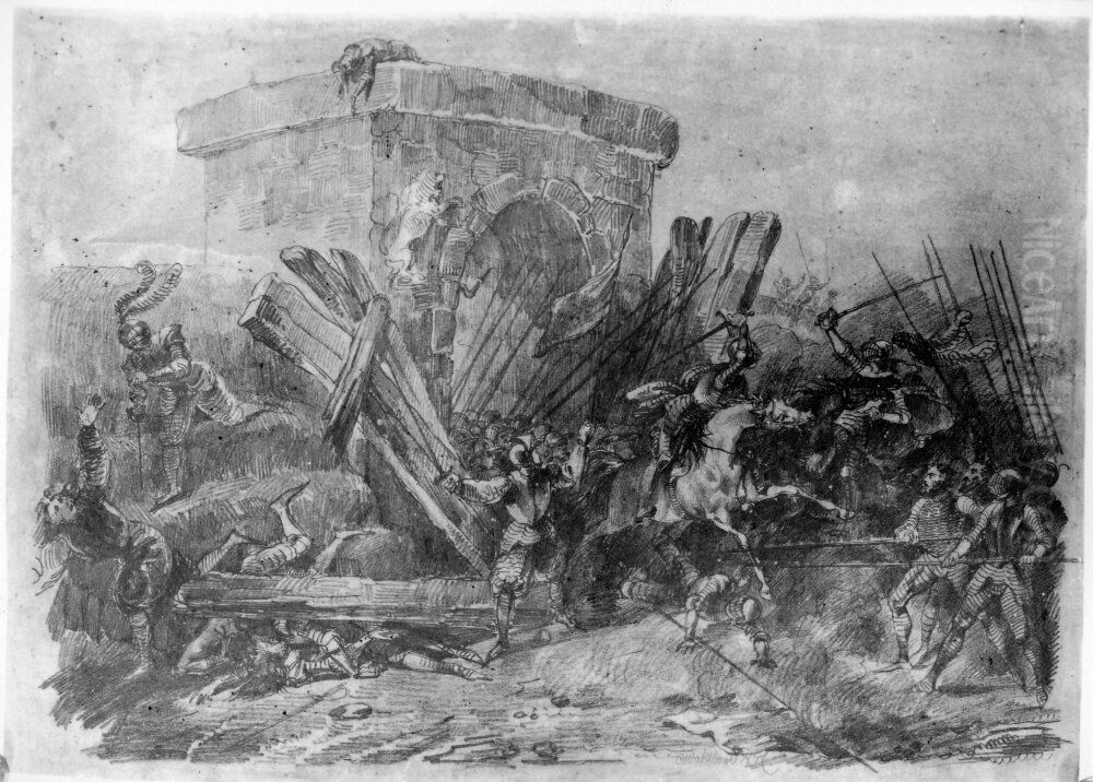 Rumleborgs intagande. Scen ur Engelbrekts historia Oil Painting by Carl Wahlbom