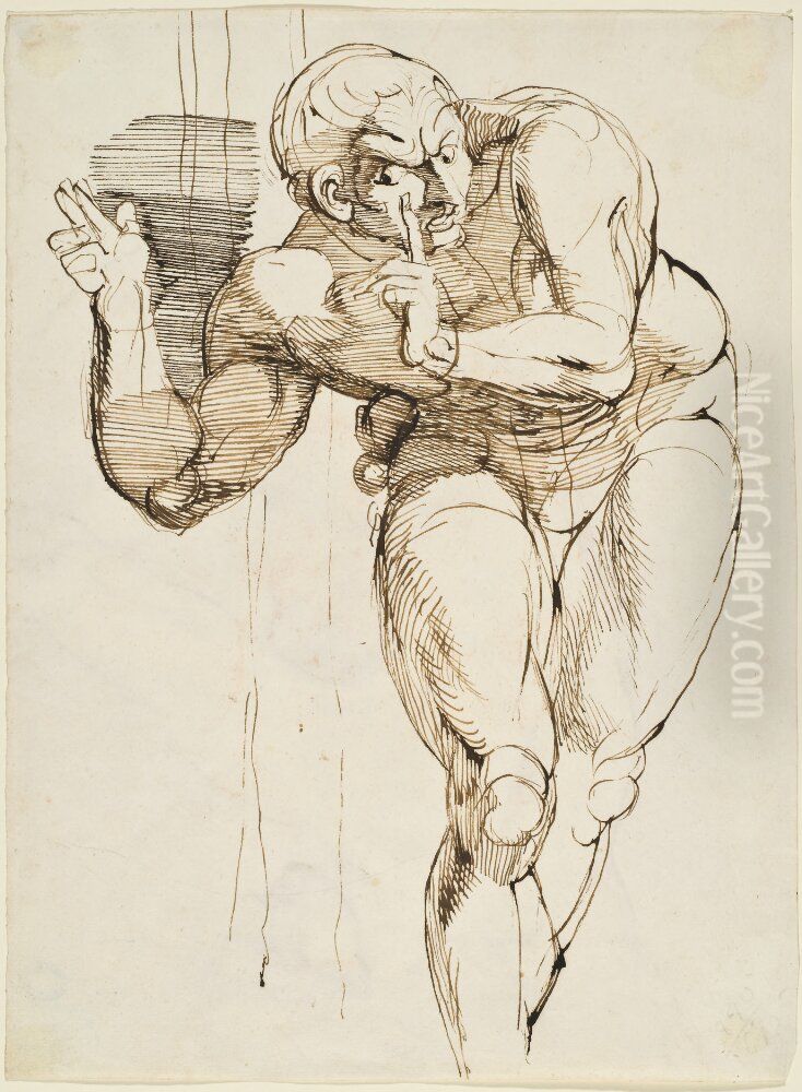 Lyssnande atletisk gestalt Oil Painting by Henry Fuseli