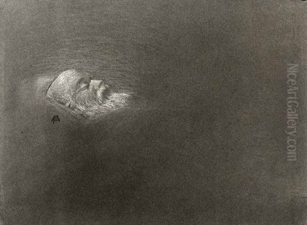 Gustav Froding pa dodslagret Oil Painting by Anders Forsberg