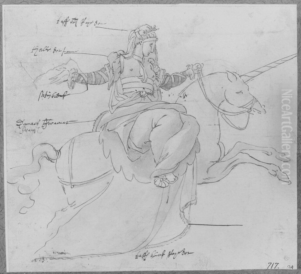 Kvinna sittande pa enhorning Oil Painting by Francesco Primaticcio