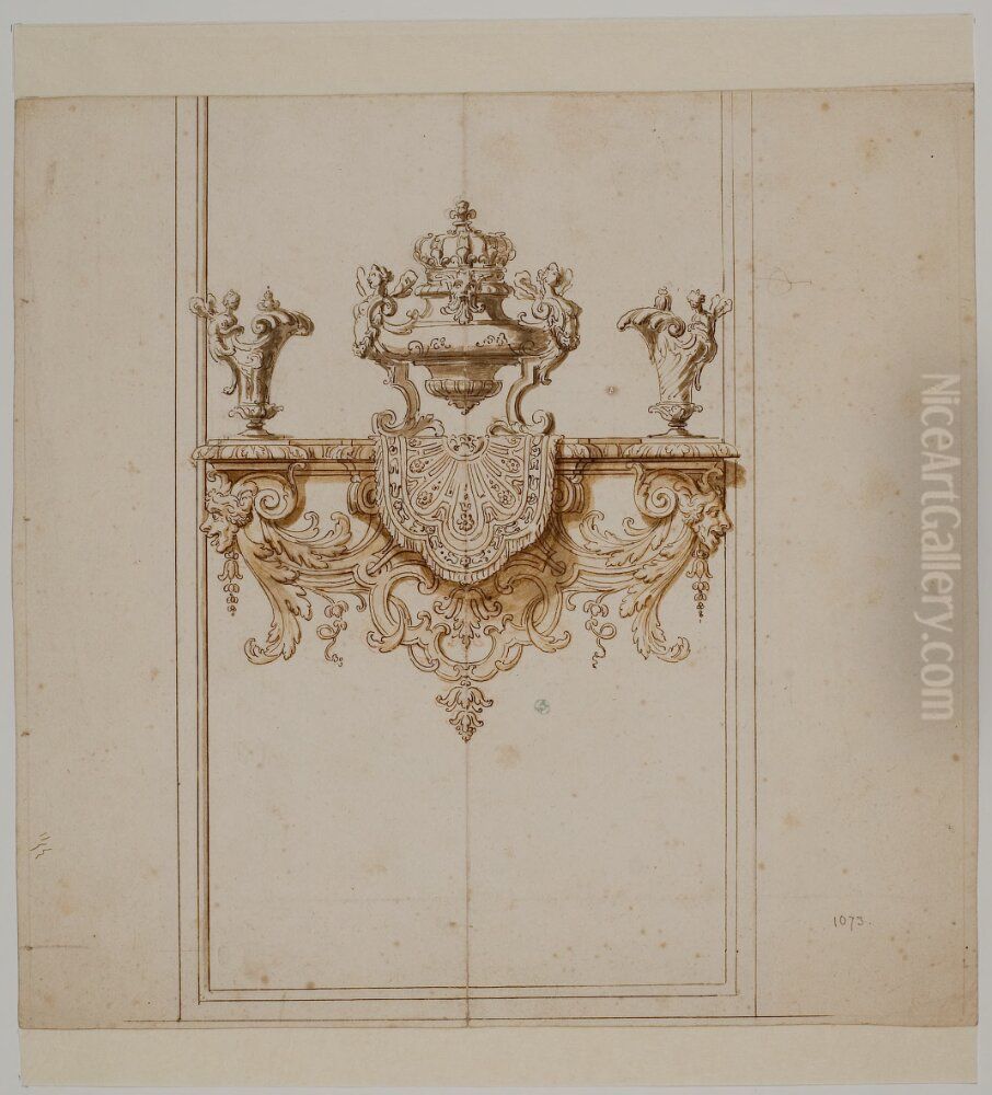 Spegelkonsol, Frankrike Oil Painting by Jean Berain the Elder