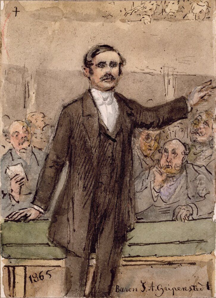 Friherre Johan August Gripenstedt, statsrad. Skissbok 