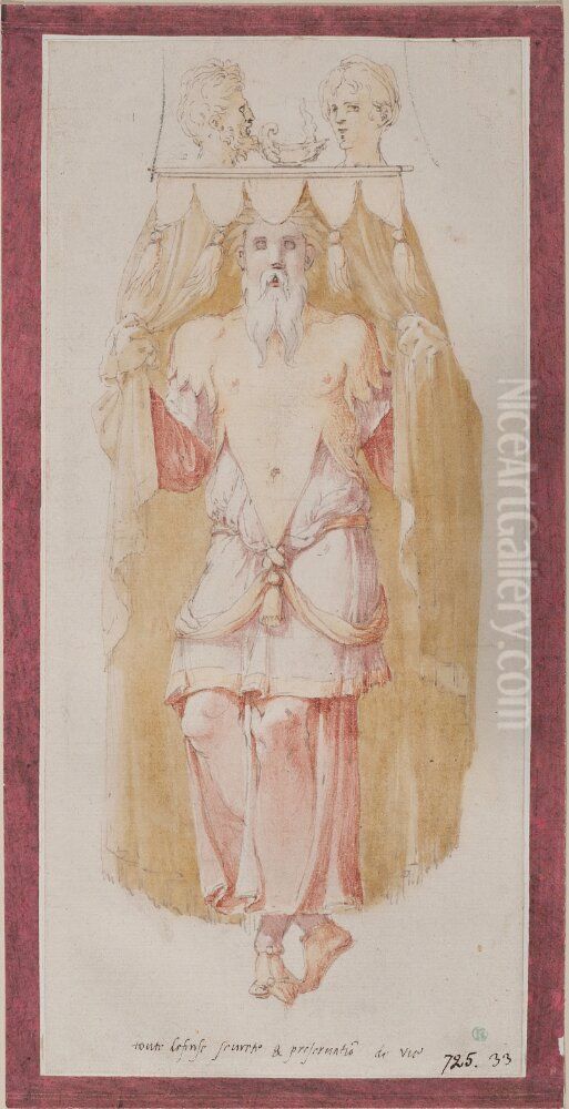 Gammal man barande baldakin Oil Painting by Francesco Primaticcio