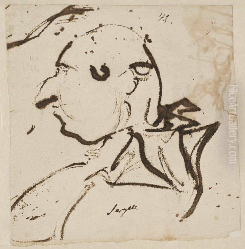 Sjalvportratt Oil Painting by Johan Tobias Sergel