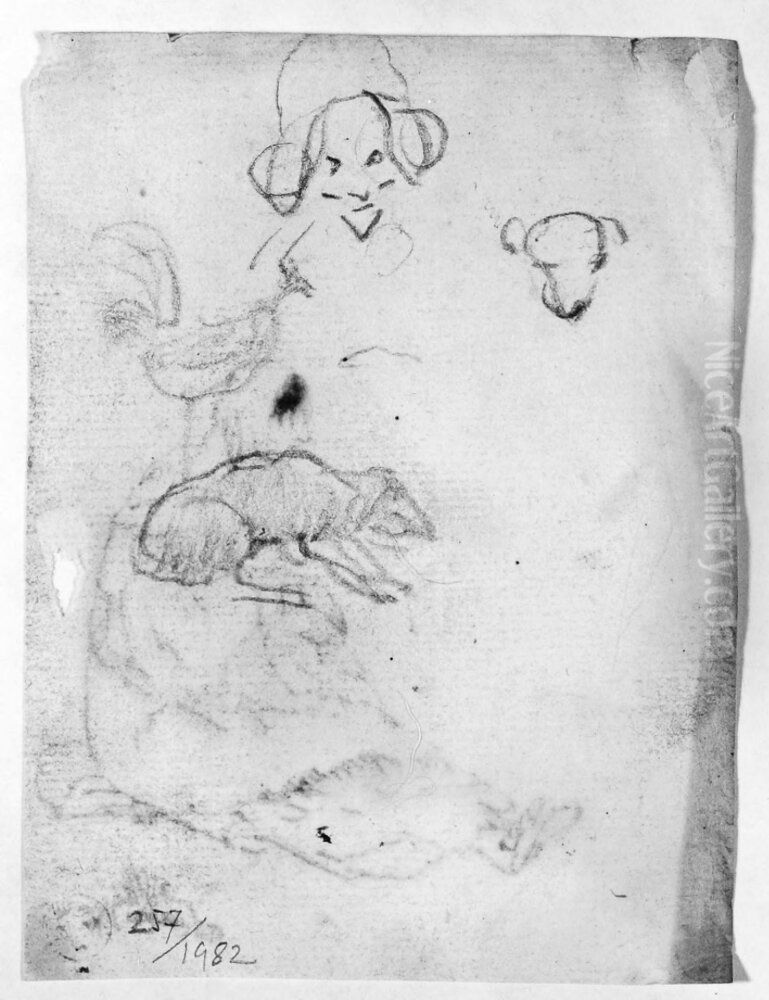 Skiss av hund Oil Painting by Claude Lorrain (Claude Gellee)