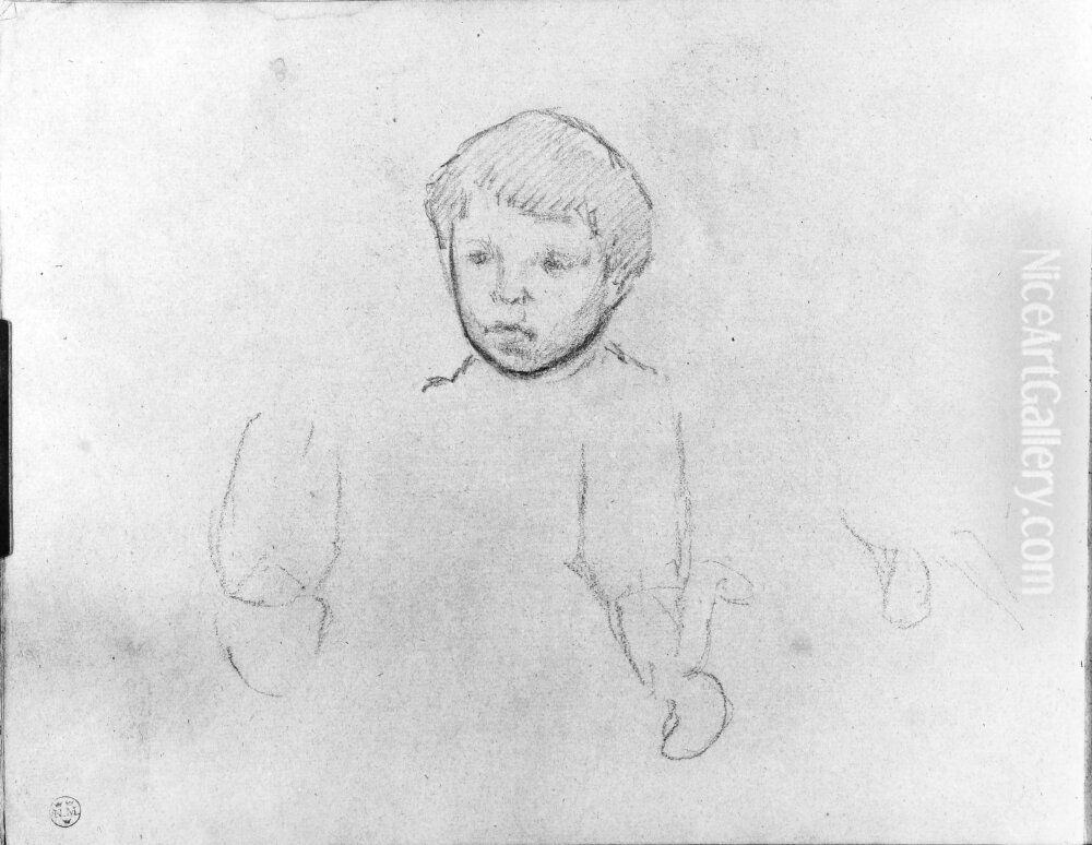 Barnstudie, Emile. Blad 8 verso i skissbok om 36 blad Oil Painting by Paul Gauguin