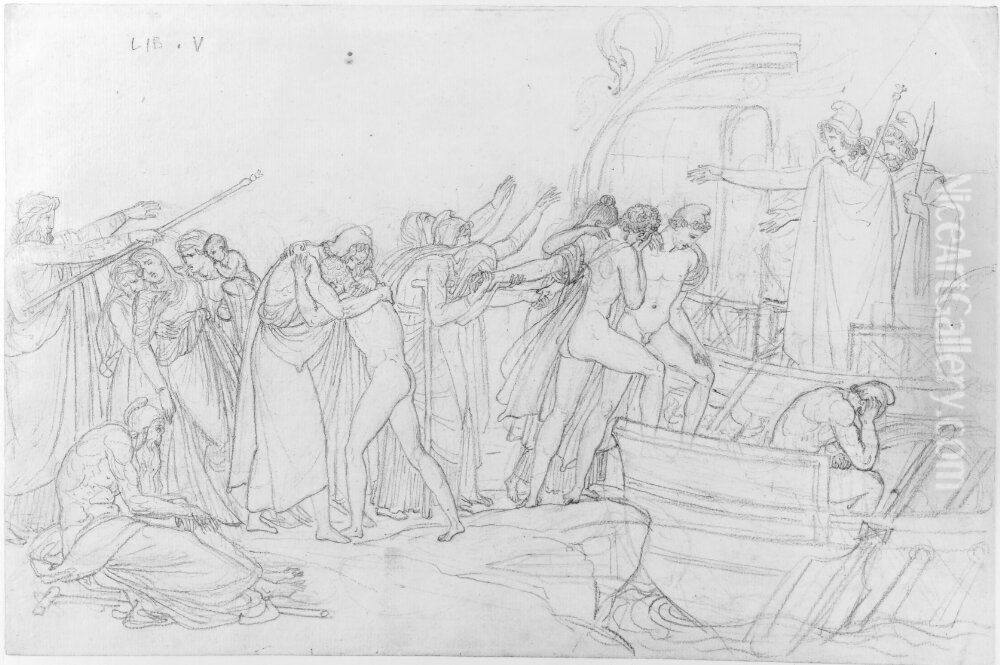 Aeneas lamnar den nya staden han grundat pa Sicilien Oil Painting by Anne-Louis Girodet de Roucy-Triosson