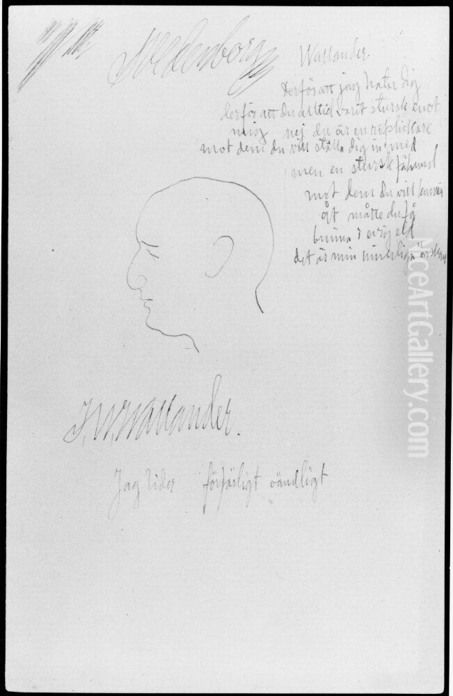 J.W. Wallander Oil Painting by Ernst Josephson