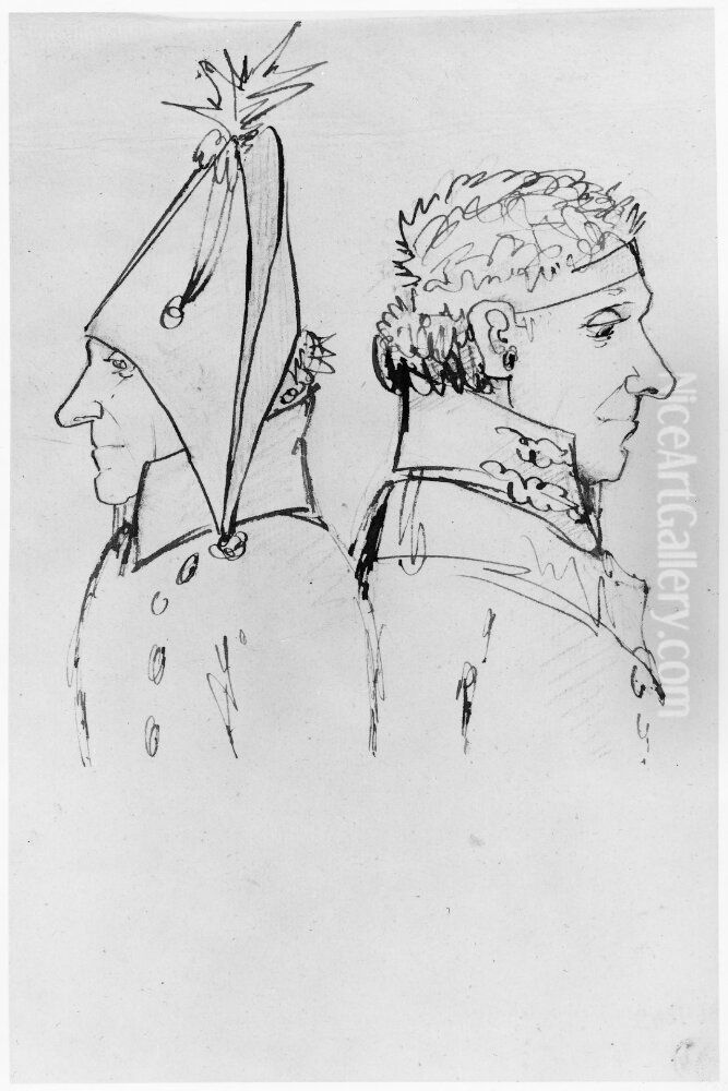 Portratt av Adlercreutz och Dobeln Oil Painting by Per Otto Adelborg