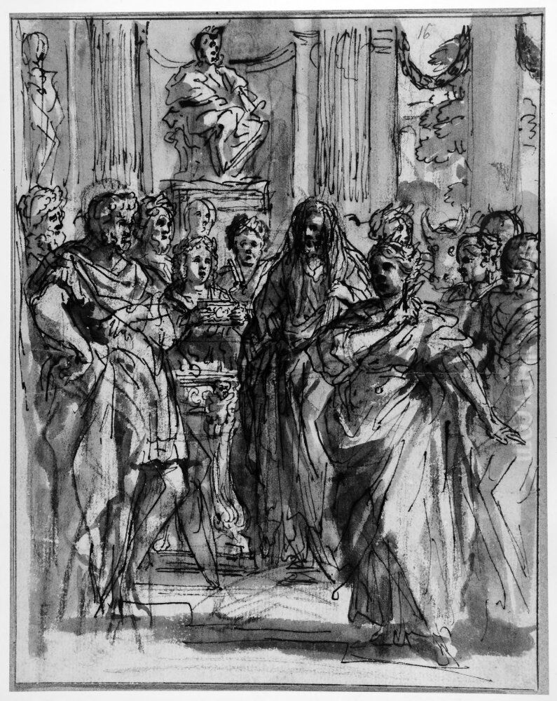 Antik figurscen Oil Painting by Pietro da Cortona