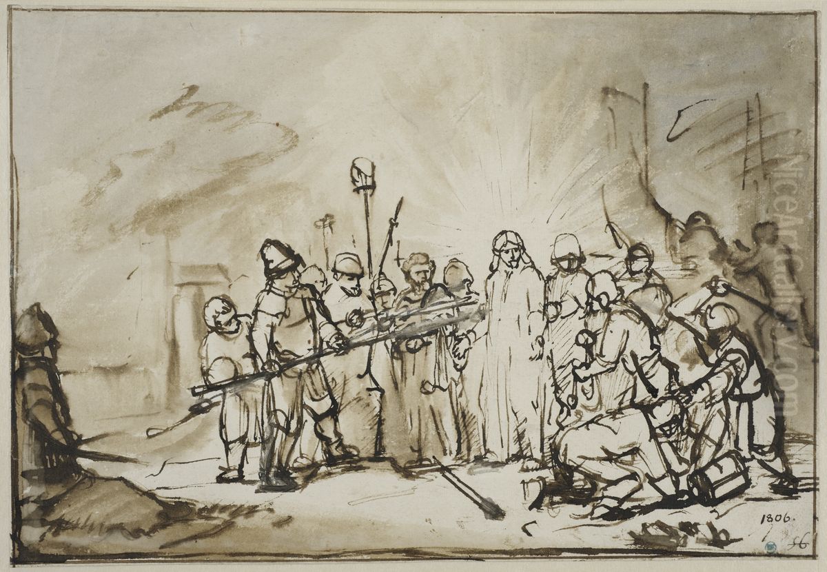 Kristi fangslande Oil Painting by Rembrandt