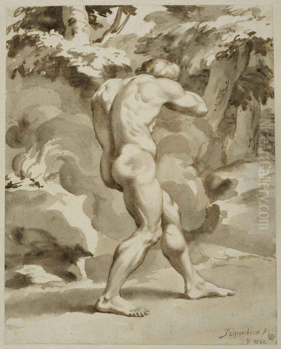 Naken man Oil Painting by Jan de Bisschop